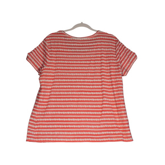 Chicos Knit Top Womens 3 or XL Orange White Ribbon Stretch Short Sleeve - Picture 5 of 11